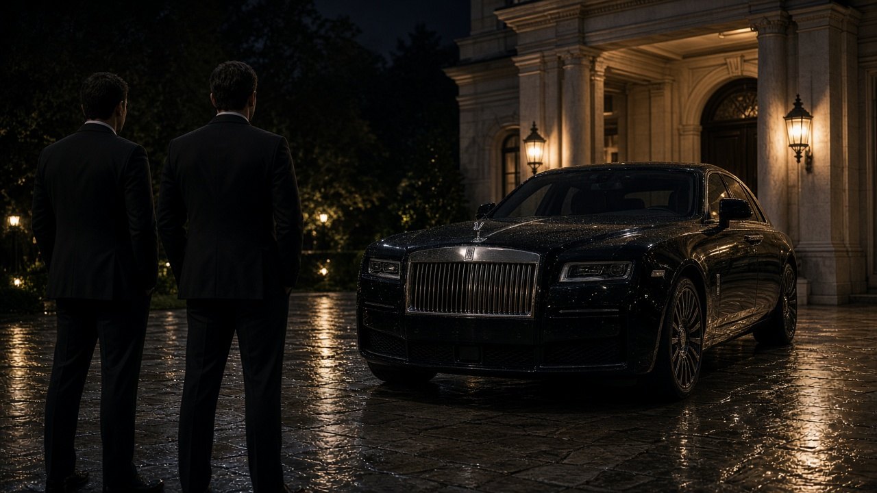 Auto Palladium valets with the house car, seen from behind